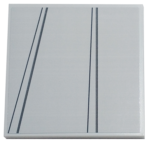 Lego Tile 6 x 6 with Bottom Tubes, Textured Surface with Dark Bluish Gray Diagonal Panel Lines Pattern Model Left Side (Sticker) - Set 75367 / Light Bluish Gray