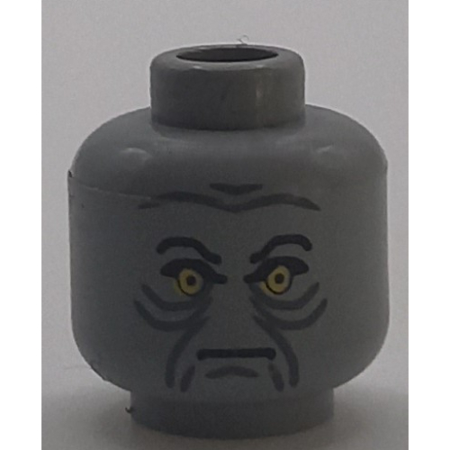 Lego Minifig Head Palpatine (Emperor), Angry Eyebrows, Yellow Eyes and Gray Wrinkles Print / Light Bluish Gray