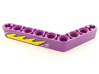 Lego Technic, Liftarm, Modified Bent Thick 1 x 9 (6 - 4) with Yellow Flames Pattern Model Right Side (Sticker) - Set 8269