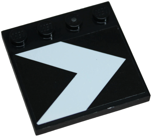 Lego Tile, Modified 4 x 4 with Studs on Edge with White Chevron on Black Background Pattern (Sticker) - Set 75159