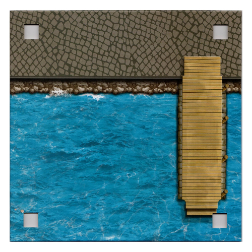 Lego Baseplate with 4 Square Corner Holes and Beach / Embankment (Landing) Print / [No Color/Any Color]