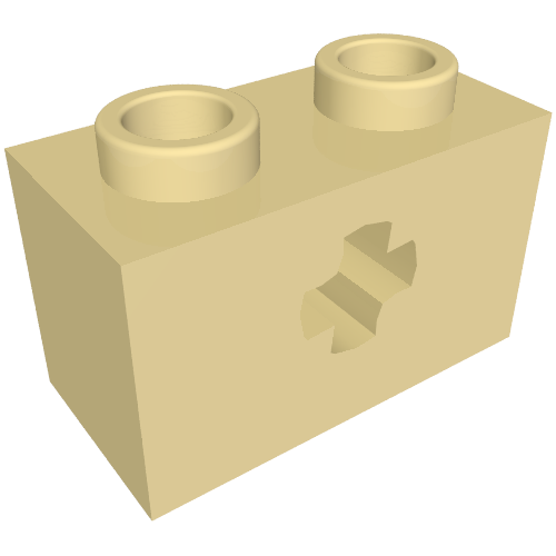 Lego Technic Brick 1 x 2 with Axle Hole Type 2 [X Opening] / Tan