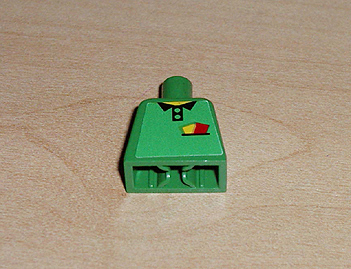 Lego Torso Soccer Referee Yellow & Red Cards Pattern (Sticker) / Green