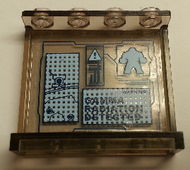 Lego Panel 1 x 4 x 3 with Side Supports - Hollow Studs with Screen with 'WARNING! GAMMA RADIATION DETECTED' and Hulk Pattern on Inside (Sticker) - Set 76018