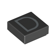 Lego Tile 1 x 1 with letter Capital D Print / Black