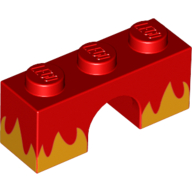Lego Brick Arch 1 x 3 with Bright Light Orange Flames Print (Angry Kitty)