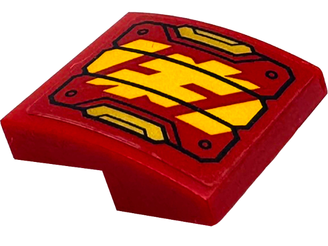 Lego Slope, Curved 2 x 2 x 2/3 with Bright Light Orange Ninjago Logogram Letter K and Gold Armor Plates with Black Outlines Pattern (Sticker) - Set 71830
