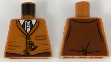 Lego Torso Vest with Black and White Button Down Shirt Pattern / Dark Orange