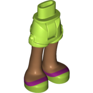Lego Minidoll Hips and Shorts with Medium Nougat Legs and Magenta Stripe on Lime Sandals Print / Lime