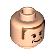 Lego Minifig Head Rubens Barrichello, Brown Hair and Eyebrows Print / Light Nougat
