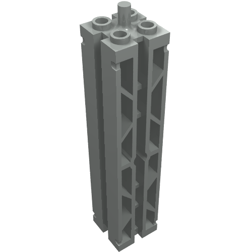 Lego Support 2 x 2 x 8 with Grooves, Two Sided Lattice and Top Peg / Light Gray