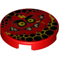 Lego Tile Round 2 x 2 with Nexo Knights Globlin Face Print / Red