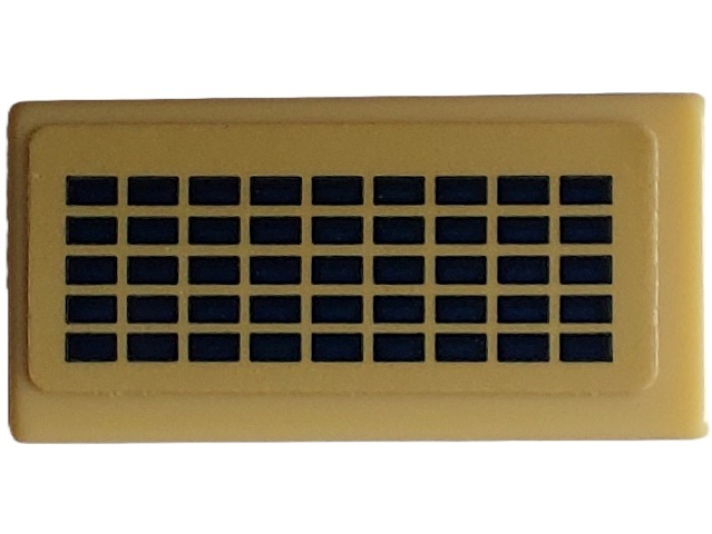 Lego Tile 1 x 2 with Grid of 45 Dark Blue Rectangles on Tan Background Pattern (Sticker) - Set 40519 / Tan