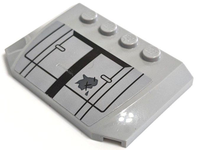 Lego Wedge 4 x 6 x 2/3 Triple Curved with SW AT-TE Walker Hatch and Hull Plates with Black Lines and Dark Bluish Gray Oil Spill Pattern (Sticker) - Set 75337