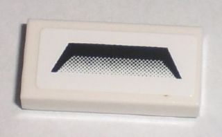 Lego Tile 1 x 2 with Black Vent Pattern (Sticker) - Set 8211 / White