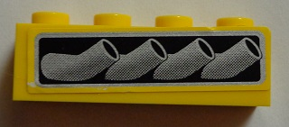 Lego Brick 1 x 4 with Vehicle Exhaust Pipes Pattern Model Left Side (Sticker) - Set 8166
