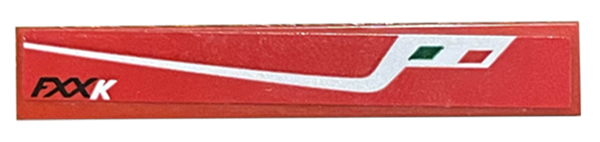 Lego Tile 1 x 6 with 'FXXK', Silver Stripe and Italian Flag Pattern Model Right Side (Sticker) - Set 75882 / Red