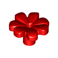 Lego Plant, Flower, Minifig Accessory with 7 Thick Petals and Pin / Red