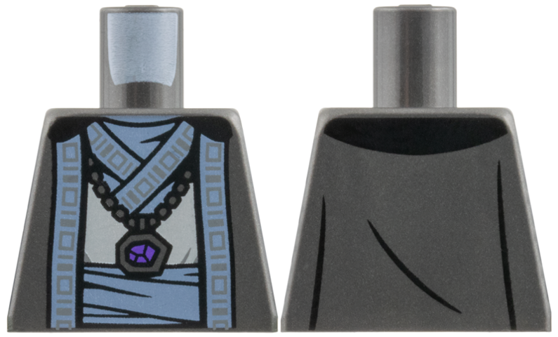 Lego Torso SW Robe over Light Bluish Gray Shirt, Sand Blue Trim and Waistband, Pendant Necklace Pattern / Pearl Dark Gray