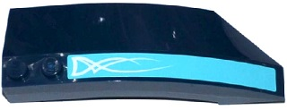 Lego Wedge 8 x 3 x 2 Open Left with White Swirls on Medium Azure Background Pattern (Sticker) - Set 41073