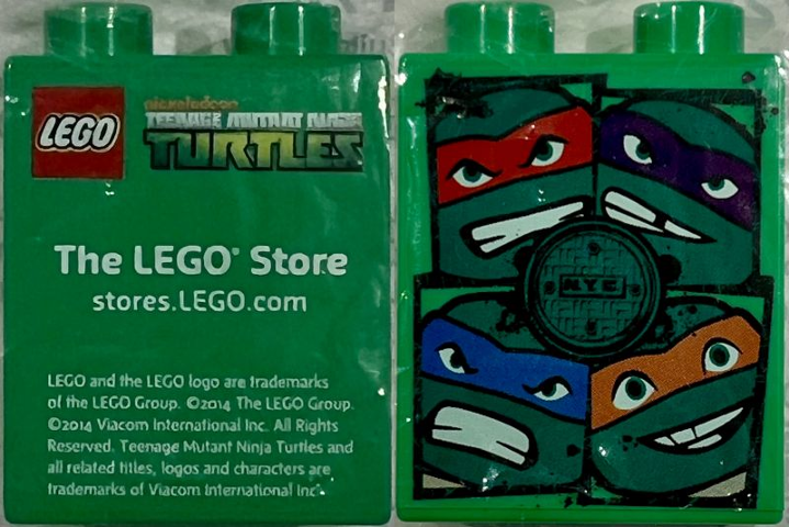 Lego Duplo, Brick 1 x 2 x 2 with Teenage Mutant Ninja Turtles The LEGO Store stores.LEGO.com Pattern