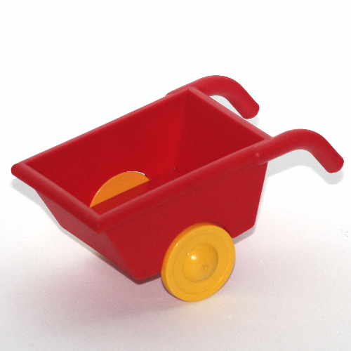 Lego Duplo Wheelbarrow with Yellow Wheels / Medium Blue