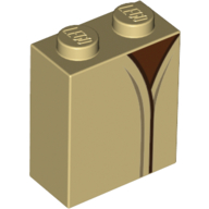 Lego Brick 1 x 2 x 2 with Robe, Reddish Brown Shirt Print / Tan