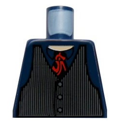 Lego Torso Speed Racer Dark Bluish Gray Pinstripe Vest and Red Tie Pattern / Dark Blue