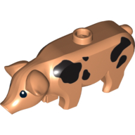Lego Animal, Pig, Large with Black Spots Print [Plain Ears]
