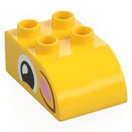 Lego Duplo Brick 2 x 3 with Curved Top with Squinting Eye, Dark Orange/Bright Pink Ear Print