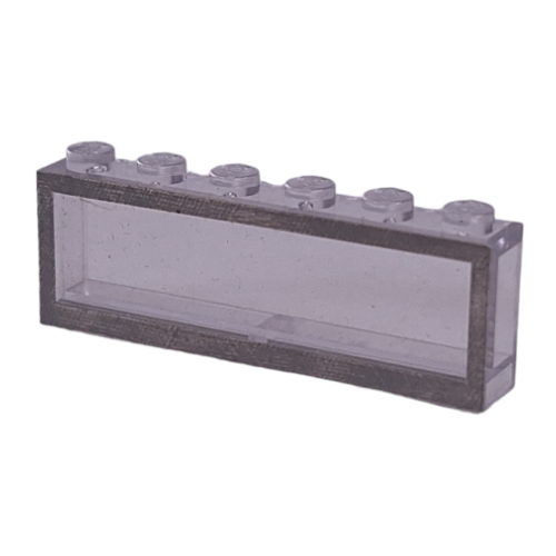 Lego Modulex Window 1 x 6 x 2 with Gray Border Print / Modulex Clear
