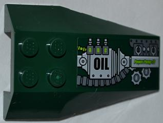 Lego Wedge 6 x 4 Triple Curved with 'A', 'B', 'C', 'OIL' and 'POWER PUMP 73' on Mechanical Pattern Model Right Side (Sticker) - Set 9457