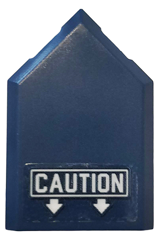 Lego Tile, Modified 2 x 3 Pentagonal with 'CAUTION' and White Arrows Pattern (Sticker) - Set 76144