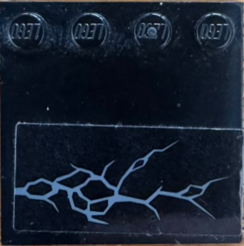 Lego Tile, Modified 4 x 4 with Studs on Edge with Dark Bluish Gray Cracks Pattern Model Right Side (Sticker) - Set 76057
