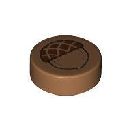Lego Tile Round 1 x 1 with Dark Brown Acorn Print