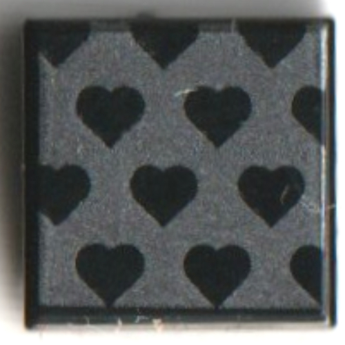 Lego Tile 1 x 1 with Black Hearts on Silver Background Print