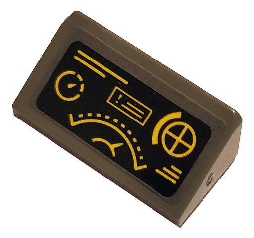 Lego Slope 30 1 x 2 x 2/3 with Yellow Gauges on Black Background Pattern (Sticker) - Set 76120