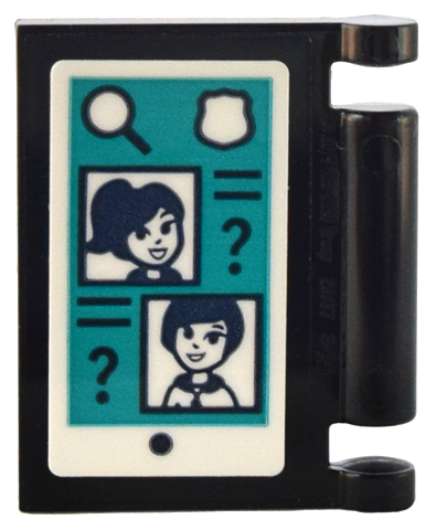 Lego Minifigure, Utensil Book Cover with Digital Screen Display, Magnifying Glass, Badge, Dark Blue Pictures of Friends Mini Dolls Pattern (Sticker) - Set 41732 / Black