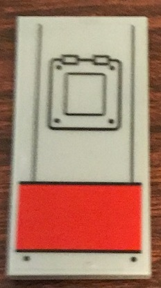Lego Tile 2 x 4 with Red Rectangle and Black Lines Hatch Pattern (Sticker) - Set 76127
