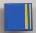Lego Tile 2 x 2 with 2 Full Yellow Stripes Pattern (Sticker) - Set 8124 / Blue