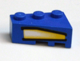 Lego Wedge 3 x 2 Left with Yellow Headlight Pattern (Sticker) - Set 6617