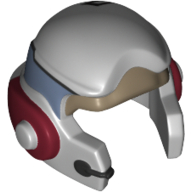 Lego Helmet Rebel with Check Protectors with Dark Red Ear Pieces Print / Light Bluish Gray