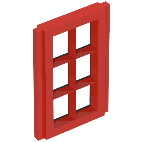 Lego Window Pane 1 x 2 x 3 for Slotted Bricks / Red