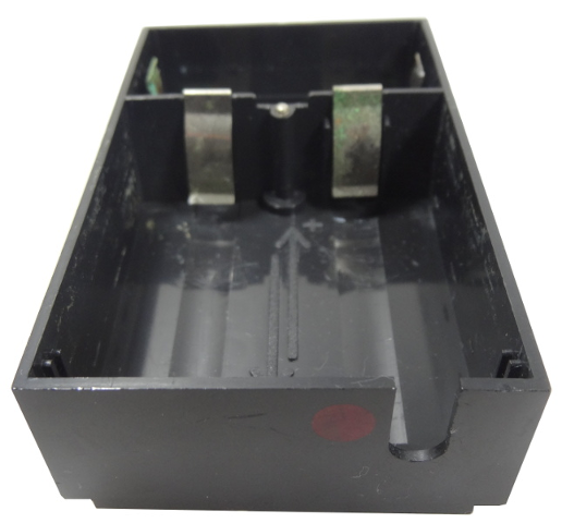 Lego Electric 4.5V Battery Box 6 x 11 x 3 Type II, Bottom with Red Dot Pattern / Black