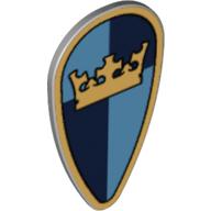 Lego Shield Ovoid with Crown on Dark and Medium Blue Quarters Print / Light Bluish Gray