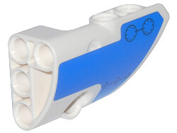 Lego Technic, Panel Fairing # 2 Small Smooth Short, Side B with Blue Panel with Round Plates with Rivets Pattern (Sticker) - Set 42025 / White