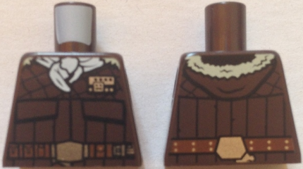 Lego Torso SW Quilted Coat, White Bandana, Fur Hood, Reddish Brown Straight Belt Pattern / Dark Brown