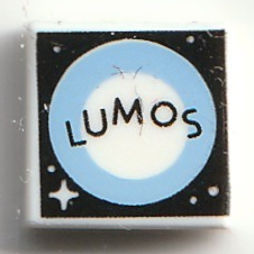 Lego Tile 1 x 1 with Black 'LUMOS' Print