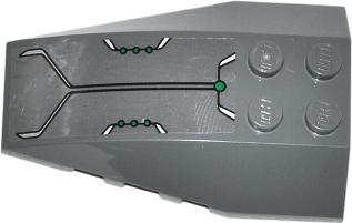 Lego Wedge 6 x 4 Triple Curved with 7 Green Dots and Black and Silver Lines Pattern (Sticker) - Set 76003