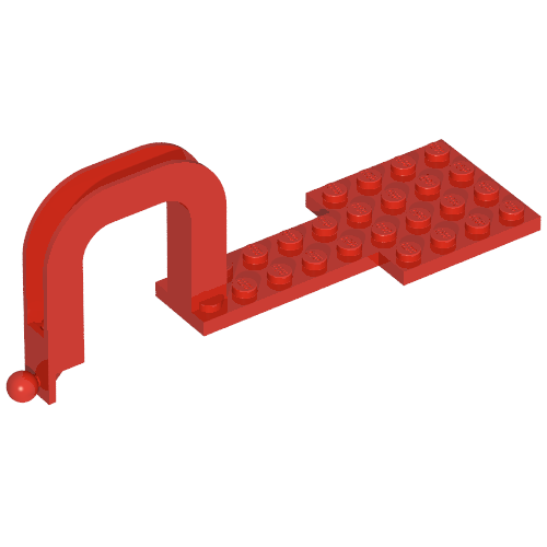 Lego Vehicle Base, Trailer, 4 x 13 Swan Neck / Red